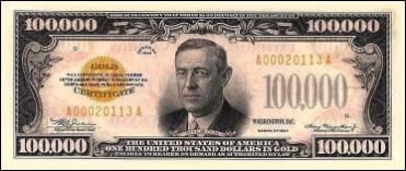 Банкнота достоинством в 100 000 долларов